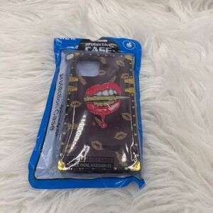 iPhone 12 6.1" Case Protective Cover With Lips Design & Gold Studs‎ New